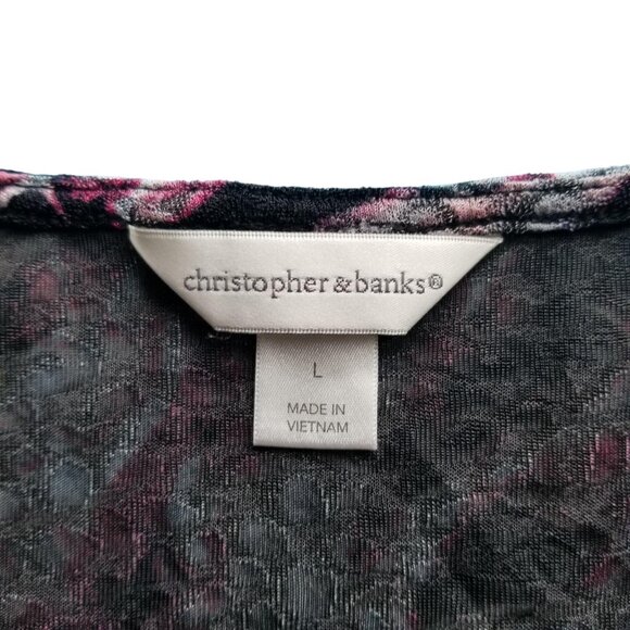 Christopher & Banks Womens L Abstract Print 3/4 Sleeve Tunic Top - Picture 3 of 3